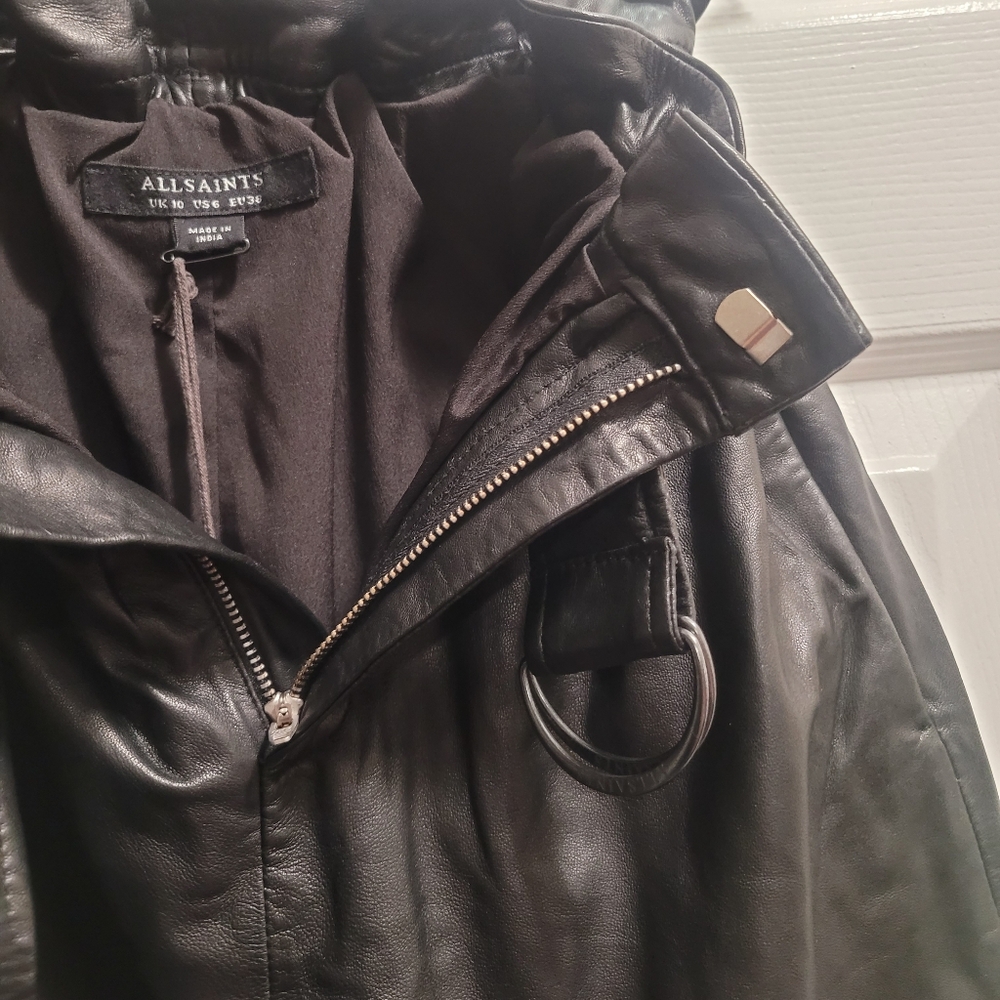 NWT Allsaints Erica Leather Paperbag Shorts Size 6 - Picture 12 of 14